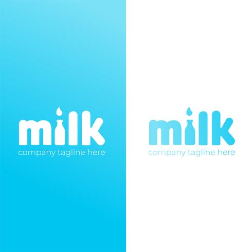 Un logo simple et mignon pour la marque de lait de vache. Illustration de plat vecteur