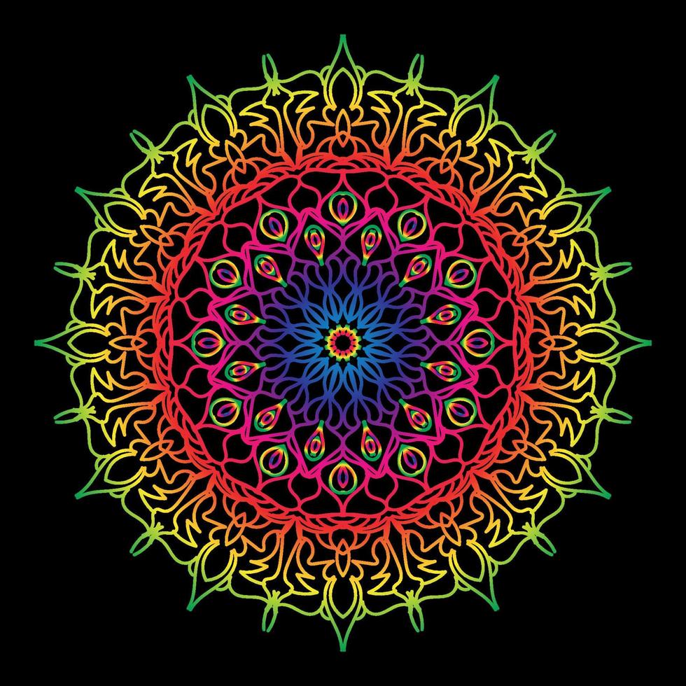 motif circulaire en forme de mandala avec fleur vecteur