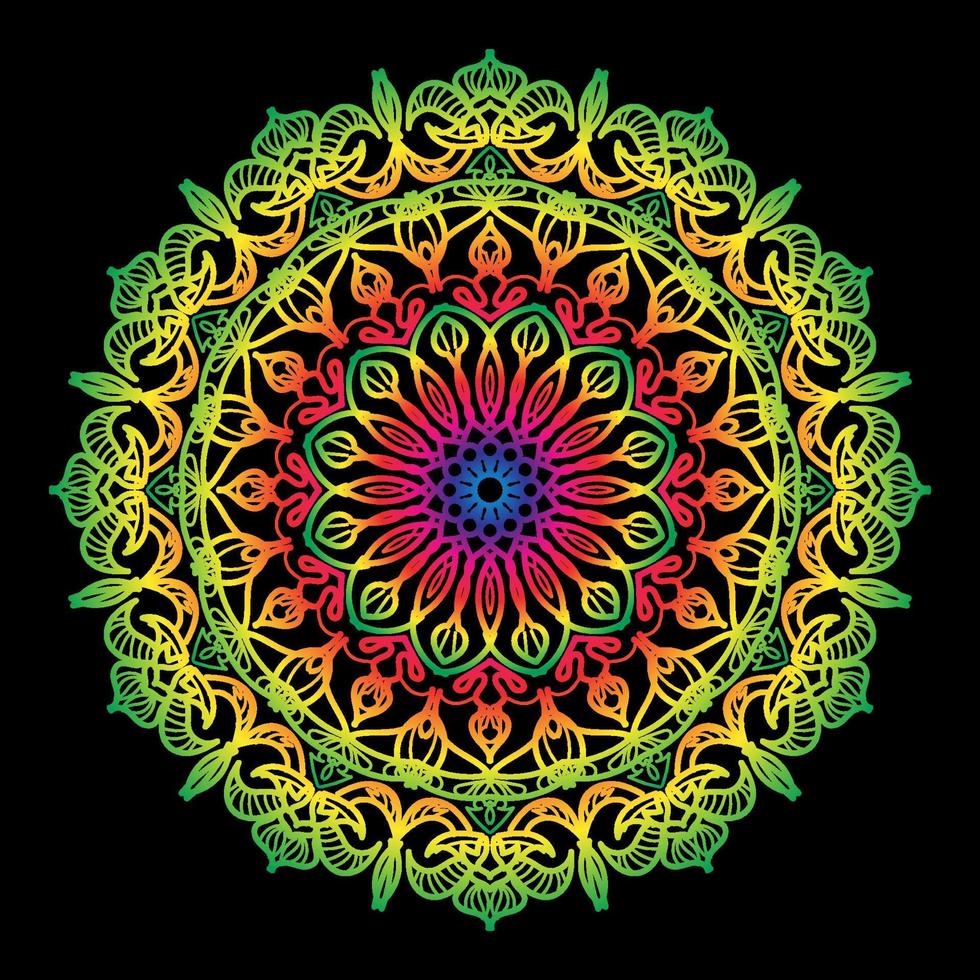 motif circulaire en forme de mandala avec fleur vecteur