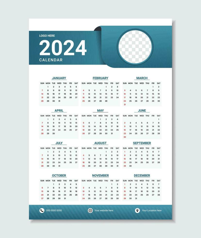 2024 mur calendrier conception modèle vecteur