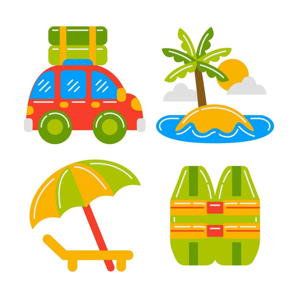 plage Voyage objets vecteur des illustrations ensemble