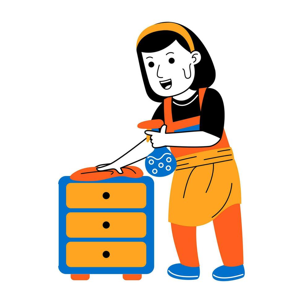 Jeune femme maison nettoyeur vecteur illustration
