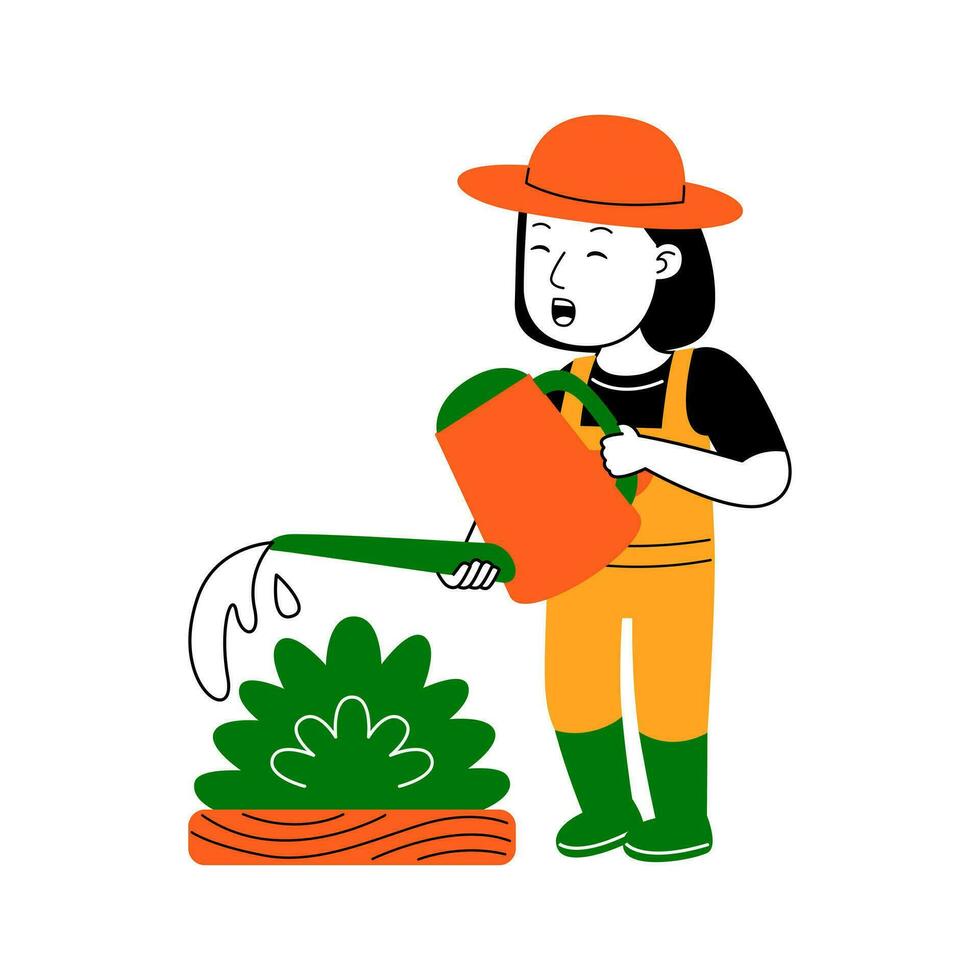 Jeune femme agriculteur vecteur illustration