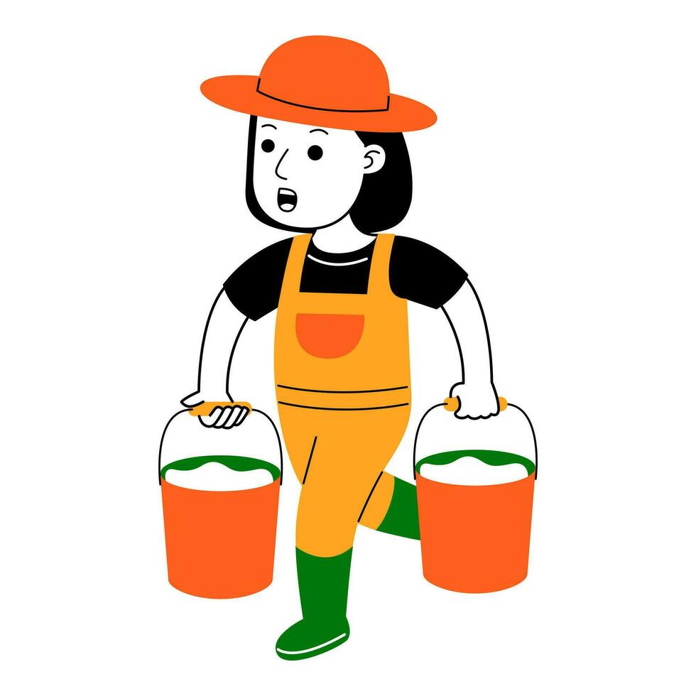 Jeune femme agriculteur vecteur illustration