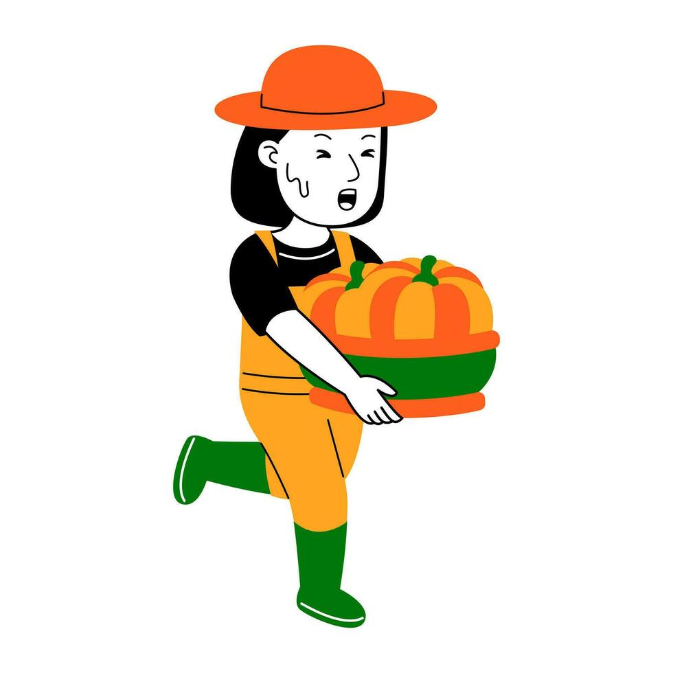 Jeune femme agriculteur vecteur illustration