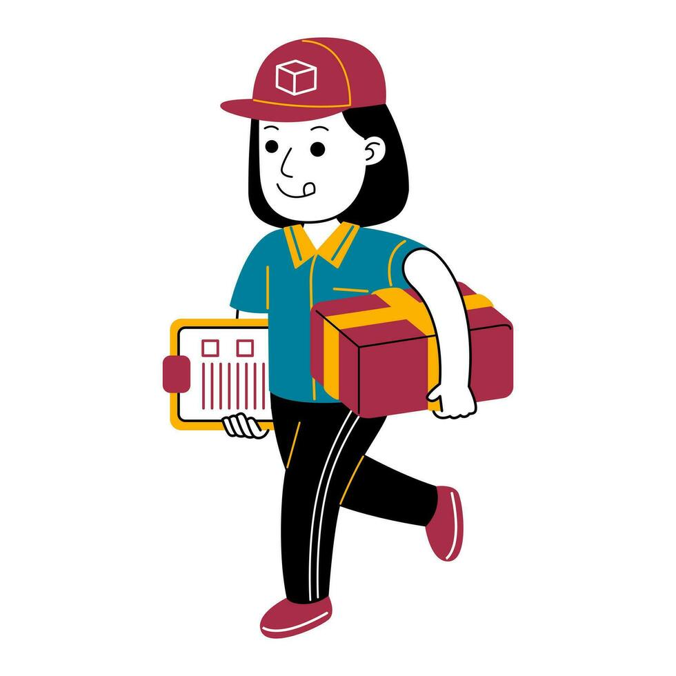 Jeune femme courrier vecteur illustration