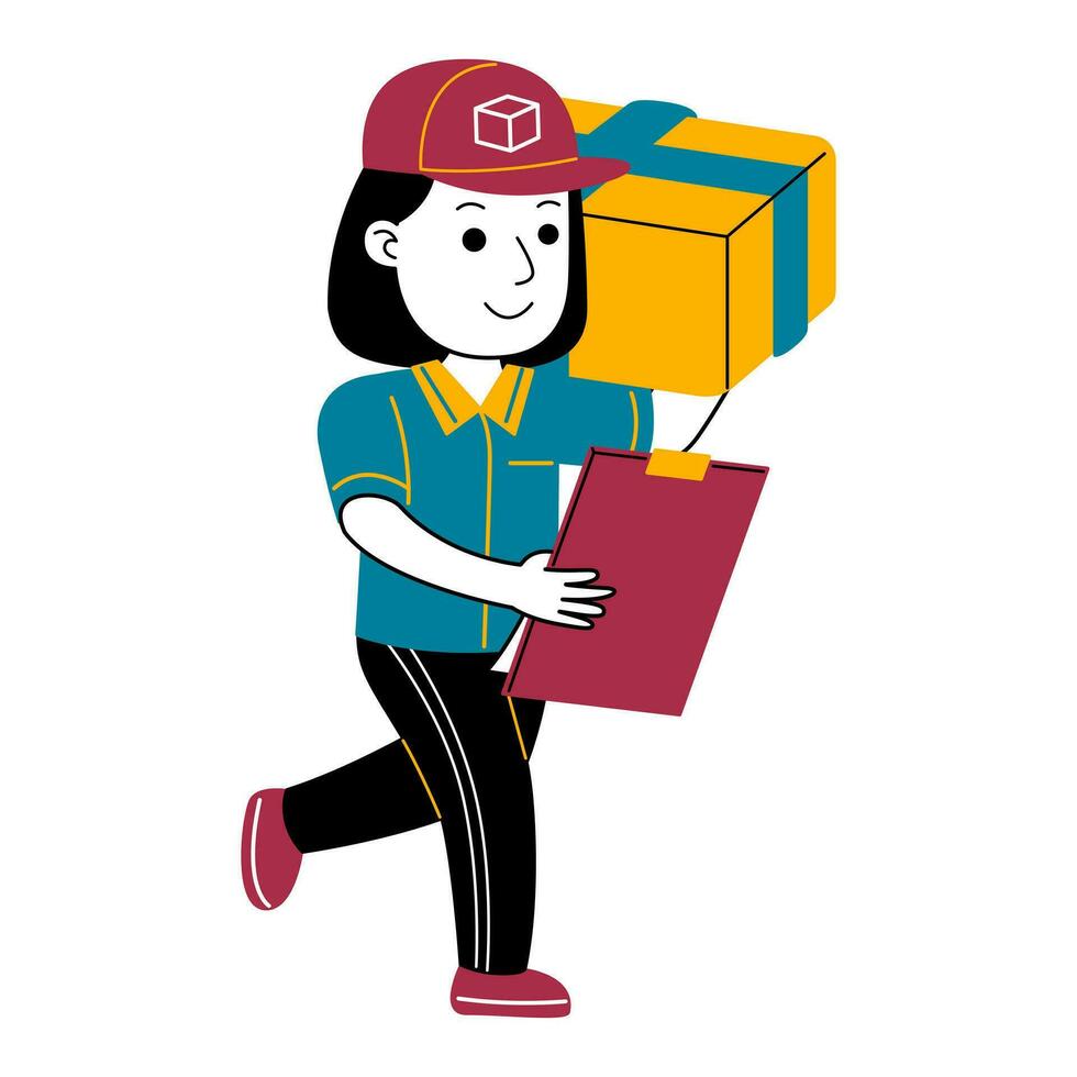 Jeune femme courrier vecteur illustration