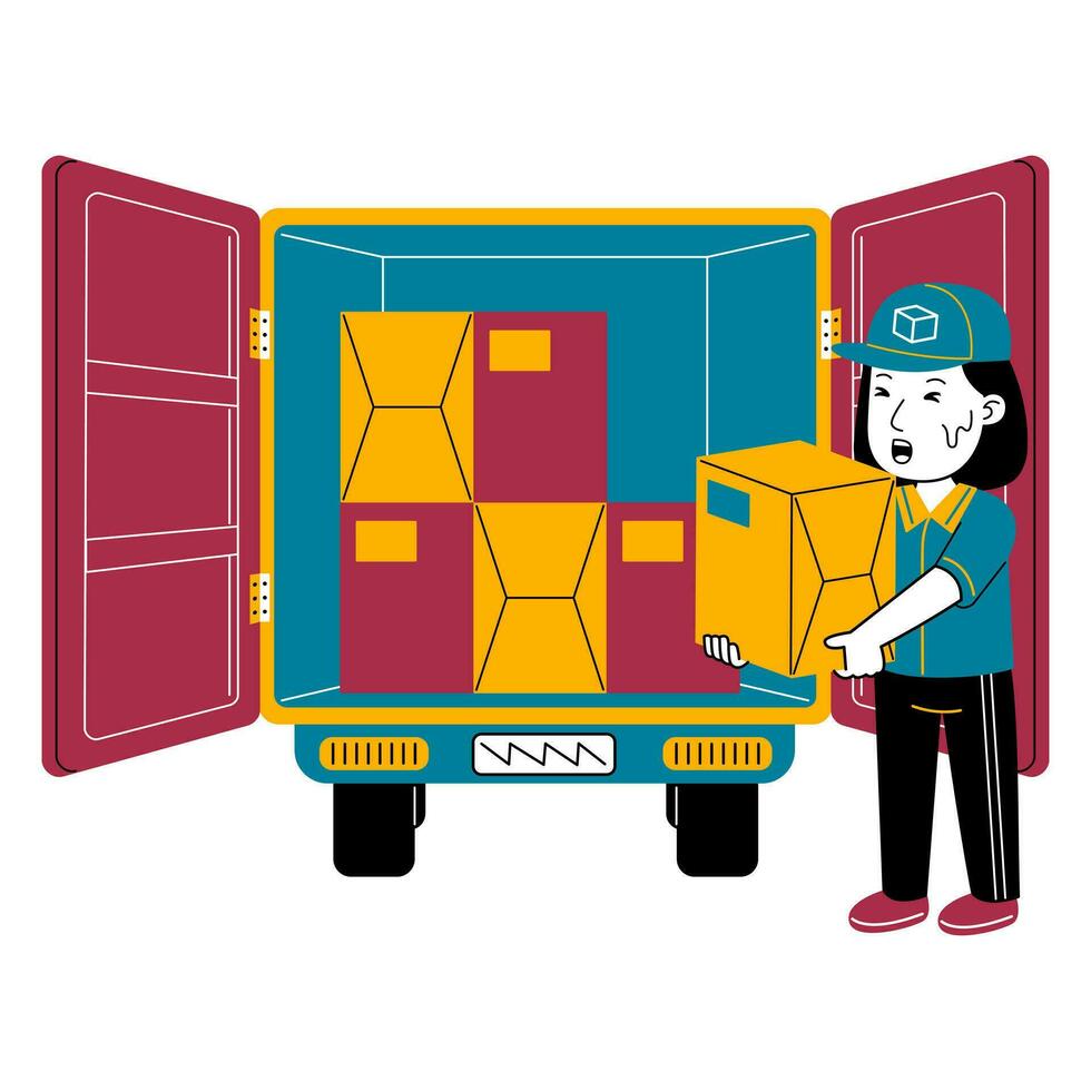 Jeune femme courrier vecteur illustration