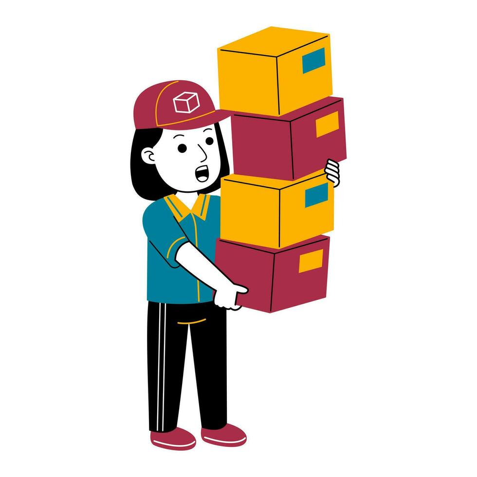 Jeune femme courrier vecteur illustration