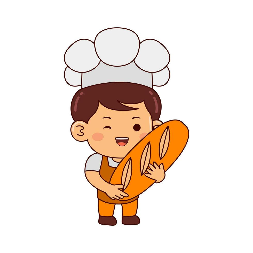 mignonne boulanger garçon dessin animé personnage vecteur illustration