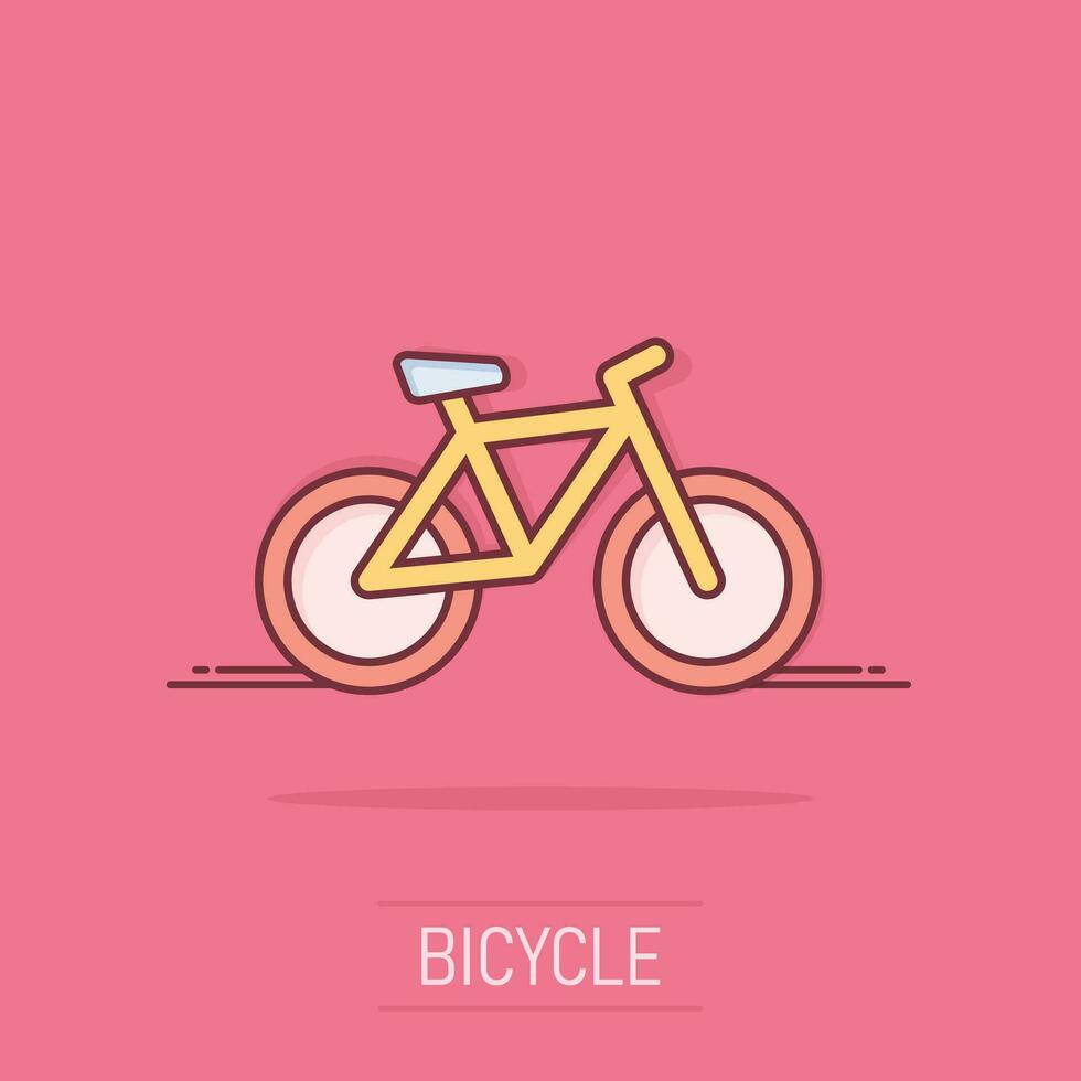 icône de vélo de dessin animé dans le style comique. pictogramme d'illustration de signe de vélo. concept d'entreprise de véhicule. vecteur