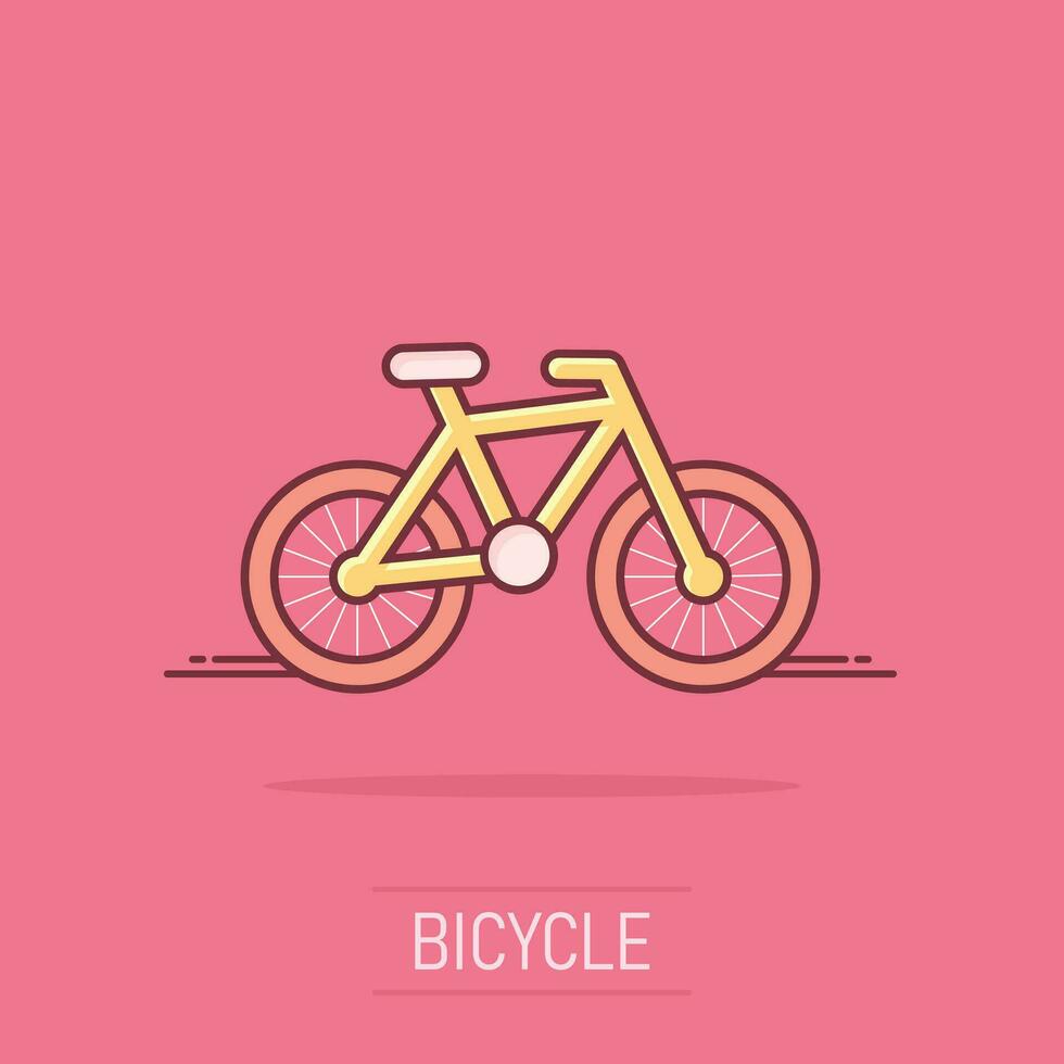 icône de vélo de dessin animé dans le style comique. pictogramme d'illustration de signe de vélo. concept d'entreprise de véhicule. vecteur