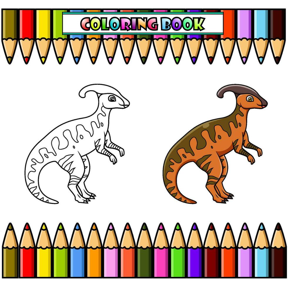 dessin animé parasaurolophus pour coloration livre vecteur