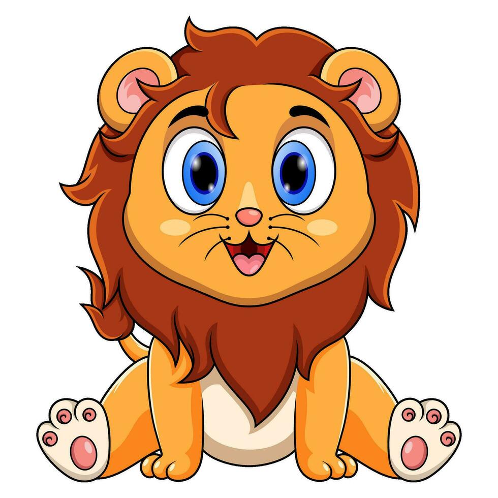 mignon, bébé, lion, dessin animé, séance vecteur