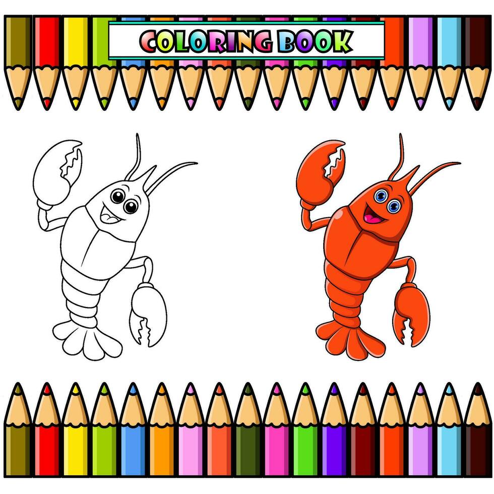 dessin animé mignonne crevette agitant pour coloration livre vecteur