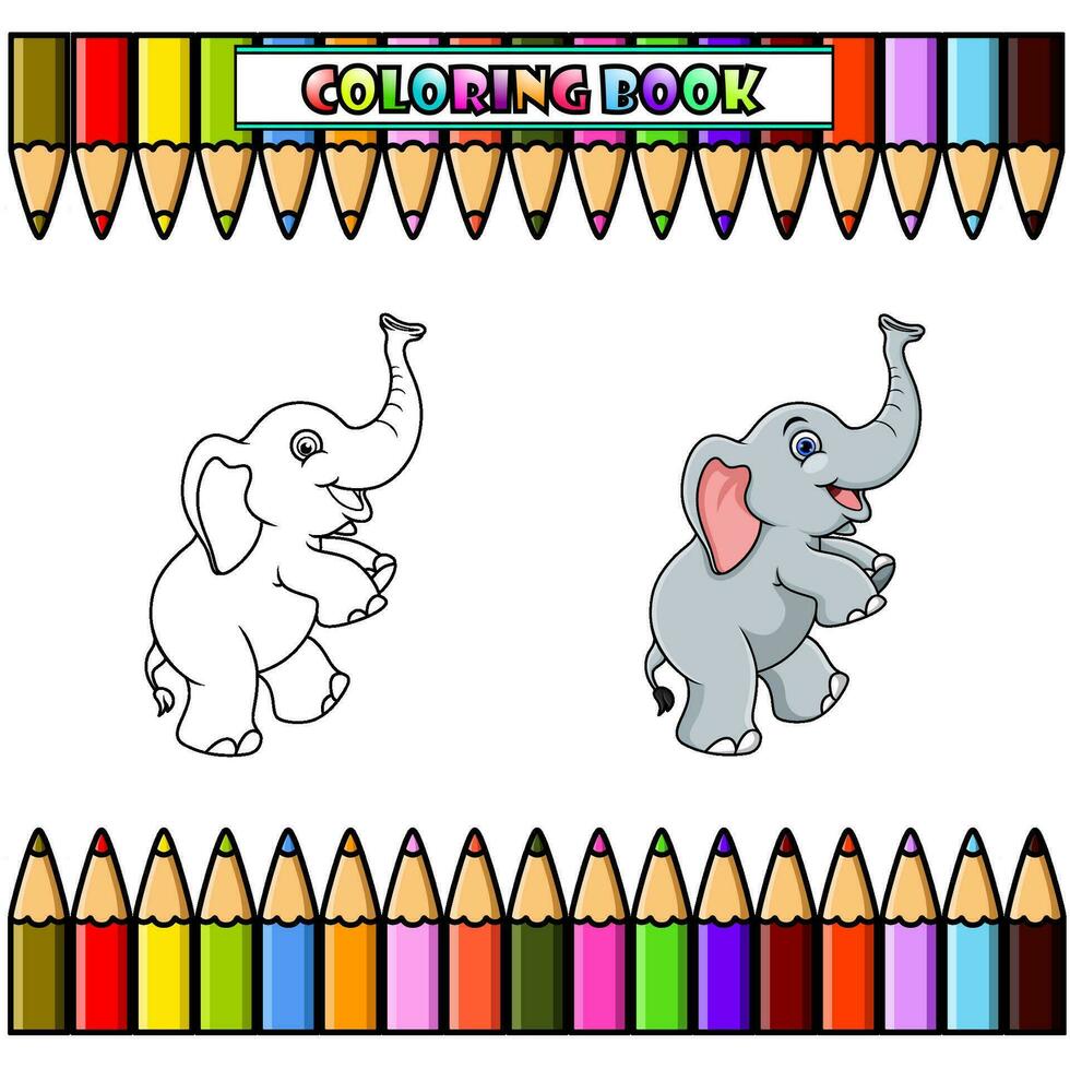 dessin animé bébé l'éléphant pour coloration livre vecteur