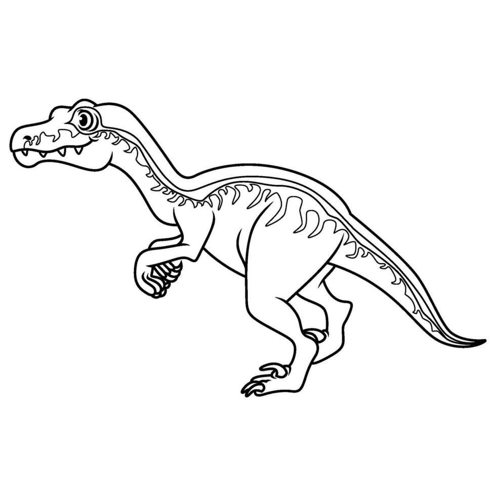 dessin animé dinosaure marrant velociraptor sur blanc Contexte vecteur