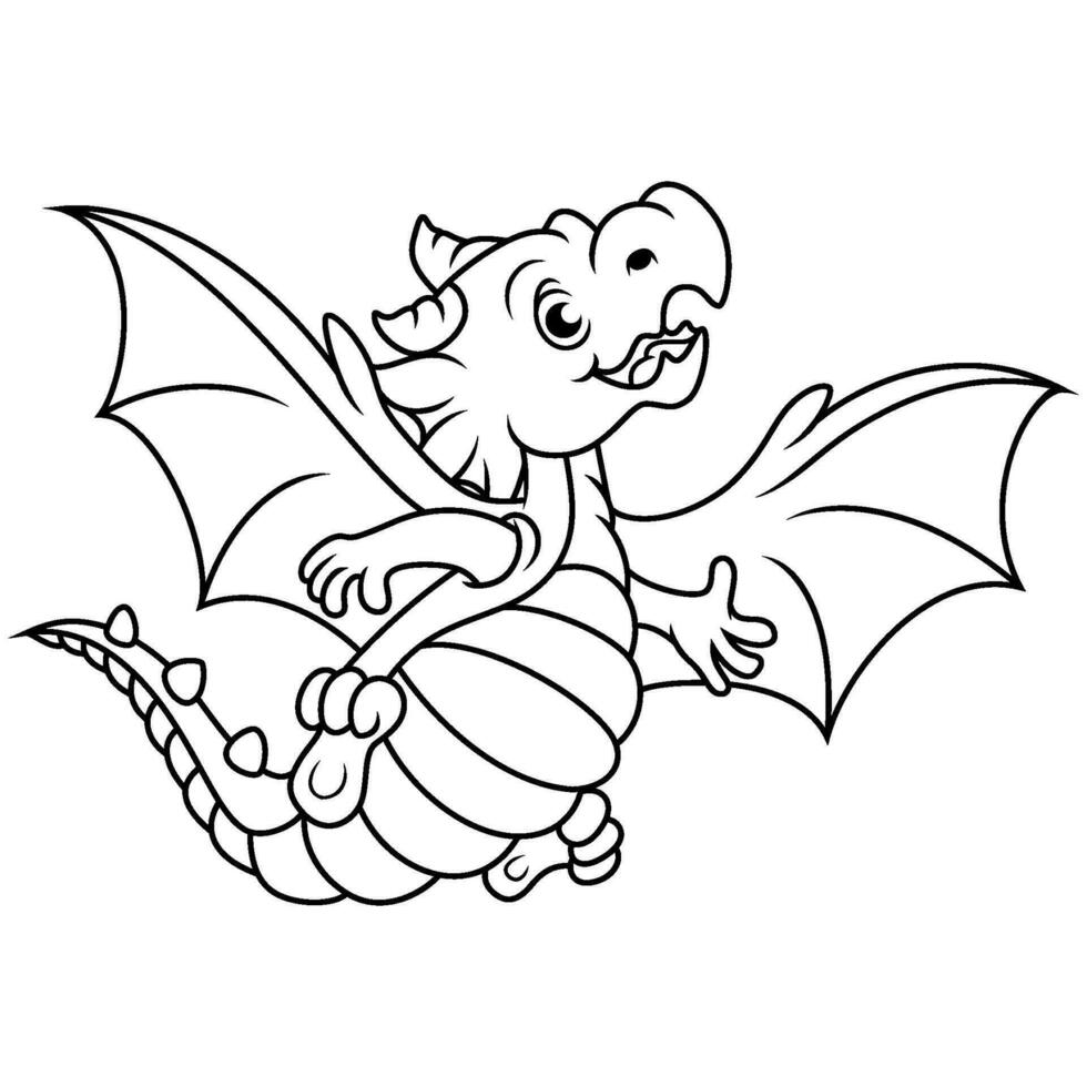 dessin animé bébé dragon volant sur fond blanc vecteur