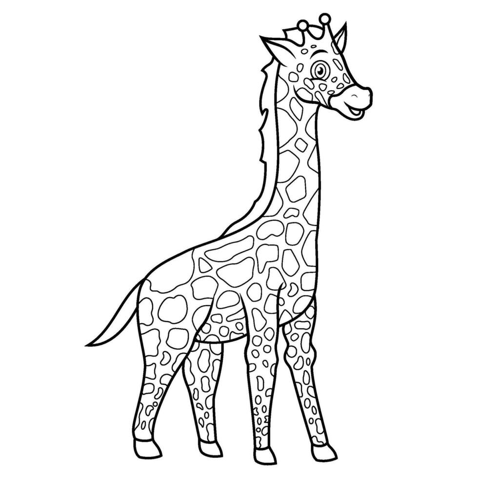 dessin animé mignon girafe isolé sur fond blanc vecteur