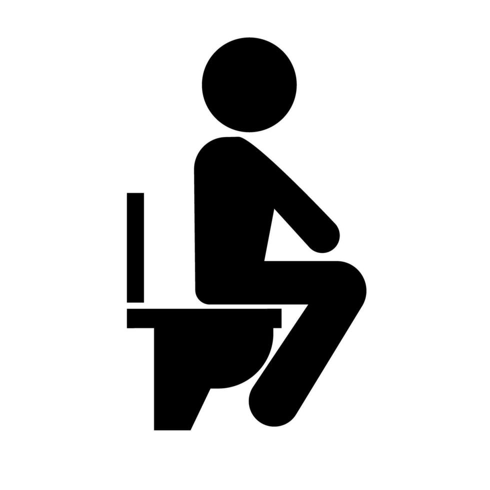 gens séance sur le toilette à déféquer silhouette icône. vecteur. vecteur