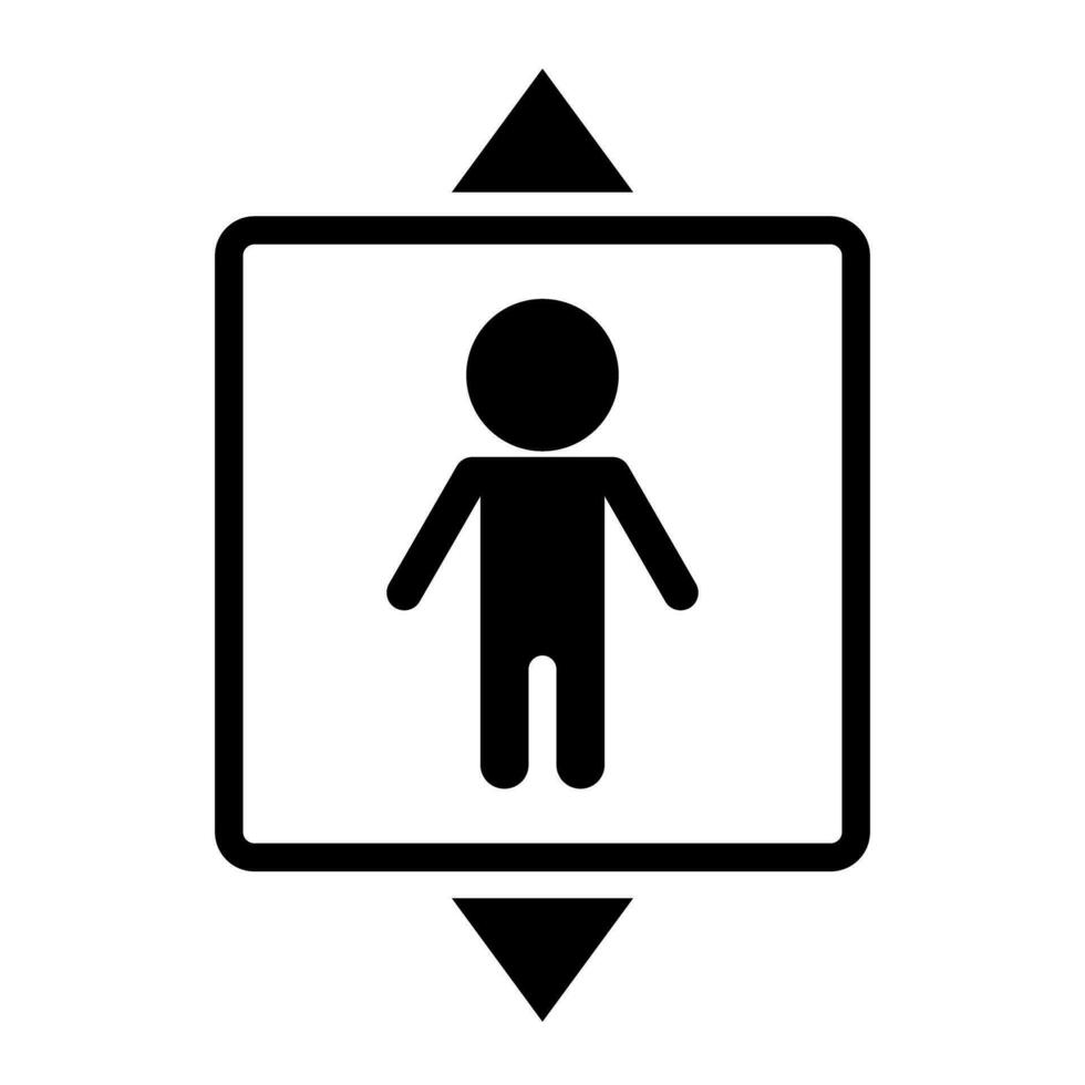 ascenseur et la personne silhouette icône en mouvement en haut et bas. vecteur. vecteur