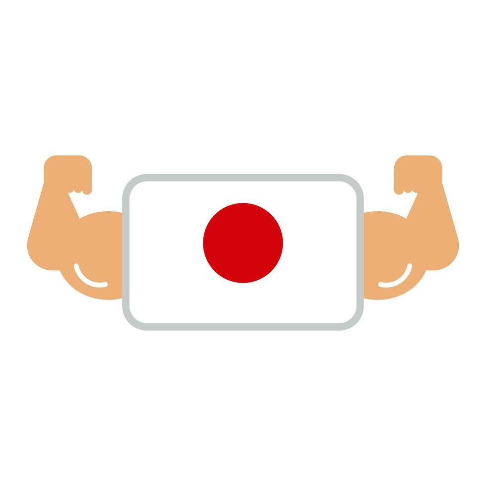 Japon réclamations pouvoir. Japonais drapeau et biceps. vecteur. vecteur