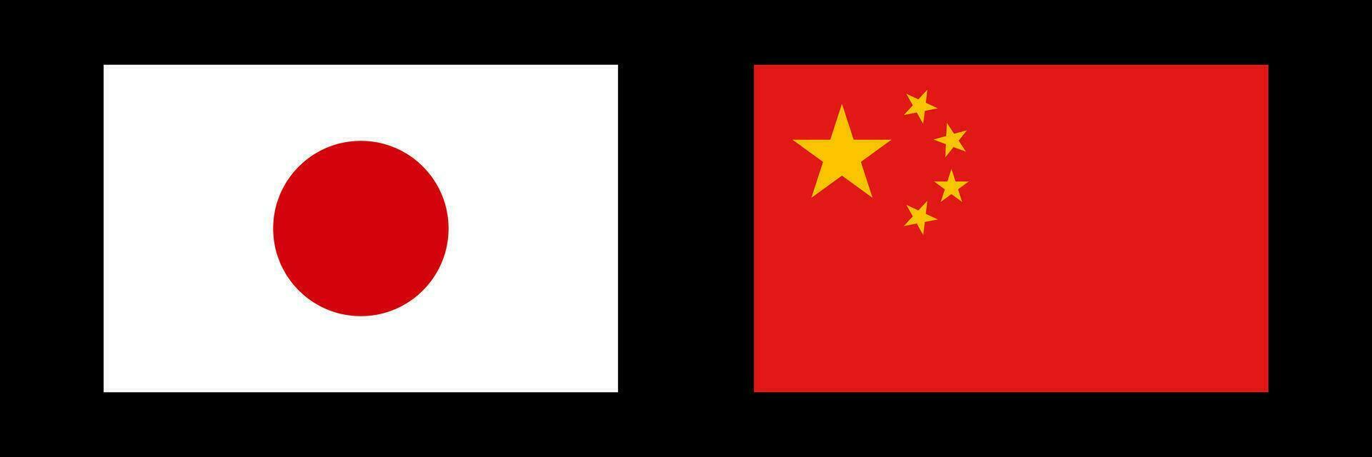 Japonais drapeau et chinois drapeau icône ensemble. vecteur. vecteur
