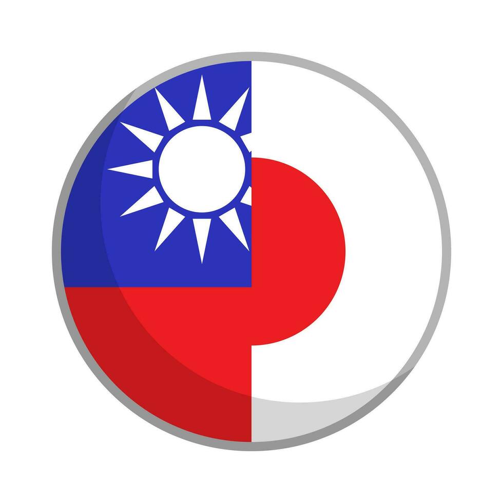 rond taiwanais drapeau et Japonais drapeau icône. vecteur. vecteur