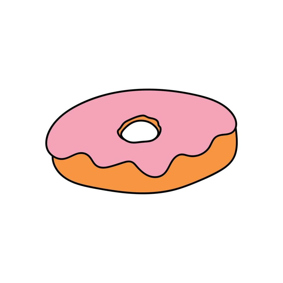 main tiré des gamins dessin dessin animé vecteur illustration fraise Donut icône isolé sur blanc Contexte