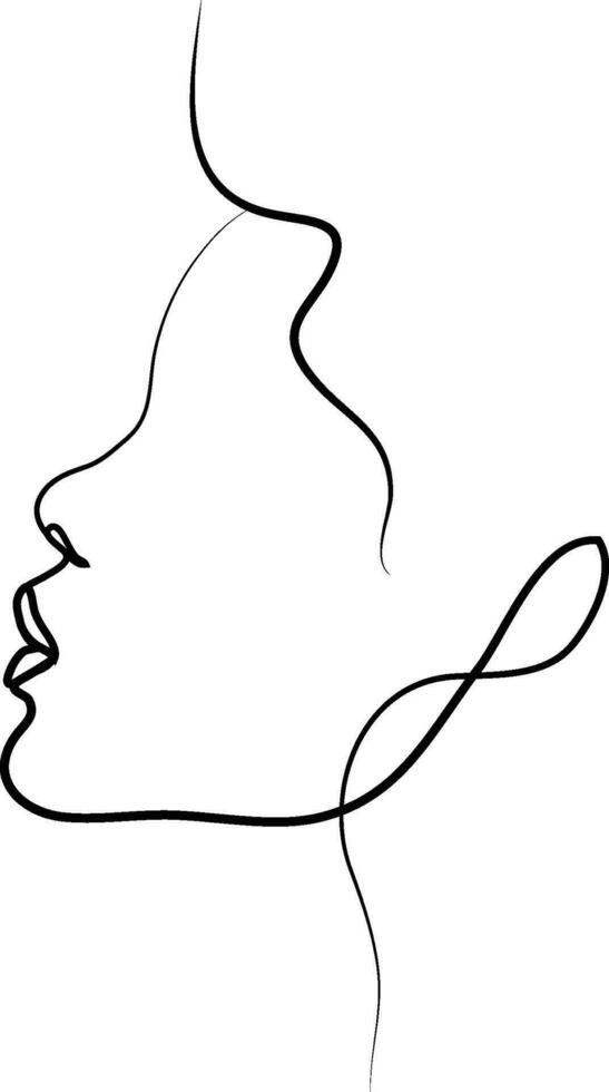 un ligne dessin affronter. abstrait femme portrait. moderne minimalisme art. un ligne fille ou femme portrait conception. main tiré minimalisme style vecteur illustration. femelle Dame ligne art illustration.