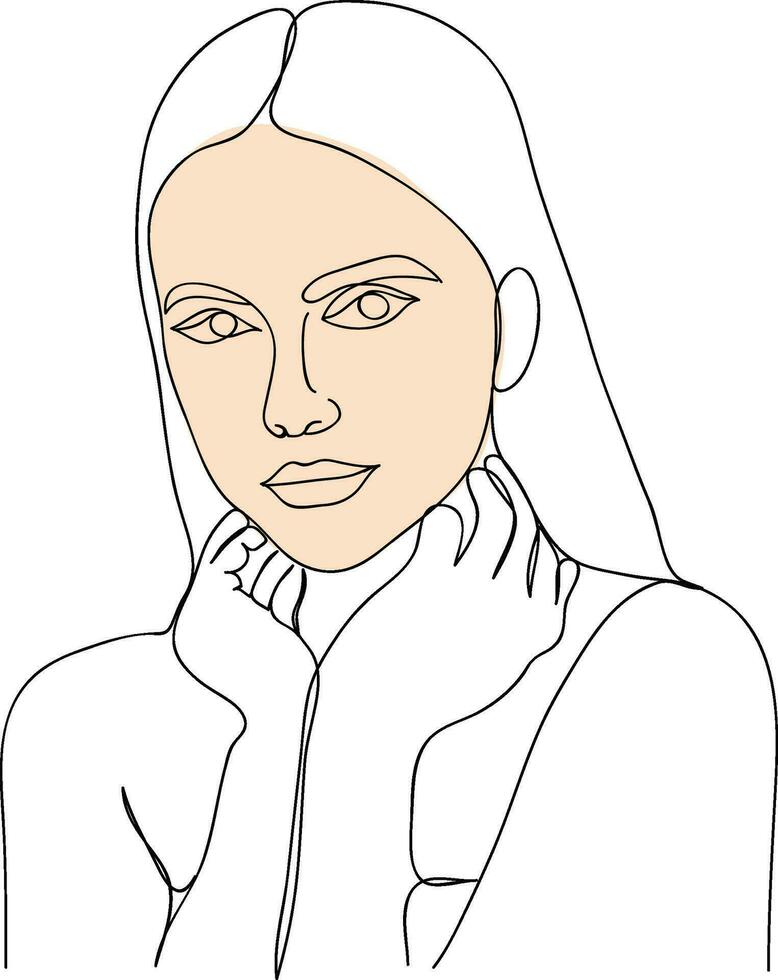 un ligne dessin affronter. abstrait femme portrait. moderne minimalisme art. un ligne fille ou femme portrait conception. main tiré minimalisme style vecteur illustration. femelle Dame ligne art illustration.