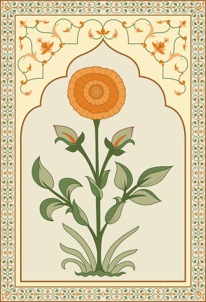 Mughal fleur motif. botanique floral ethnique motif, et Indien Mughal fleur motif avec Contexte. vecteur