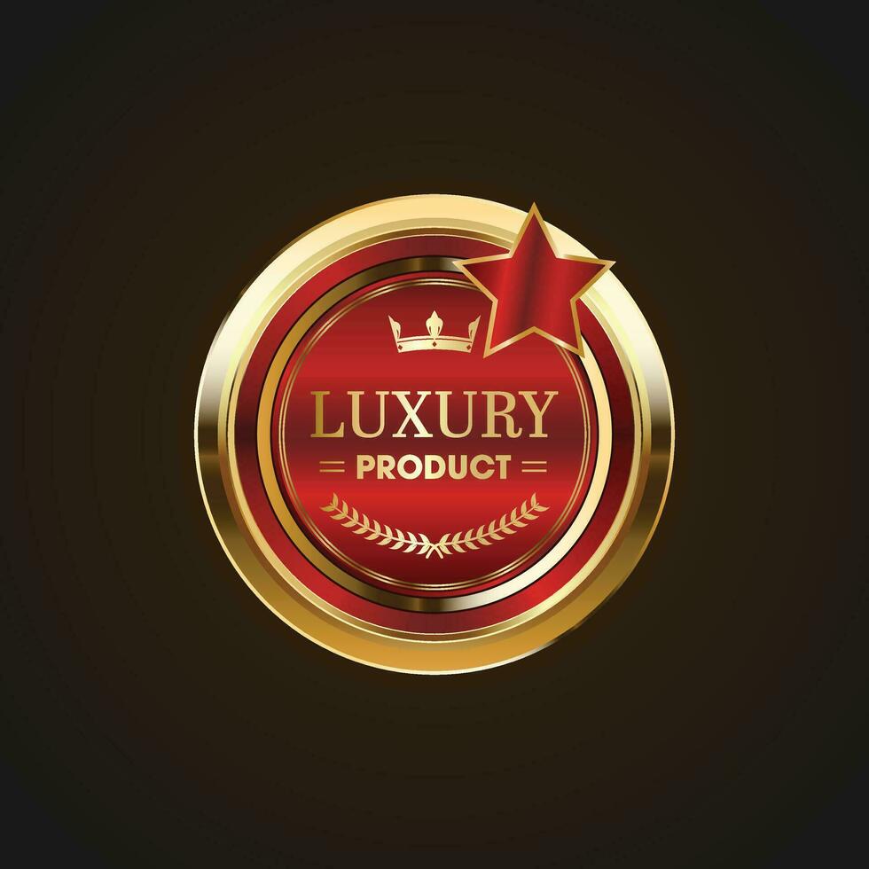 luxe d'or rouge badges et Étiquettes. rétro ancien cercle badge conception vecteur