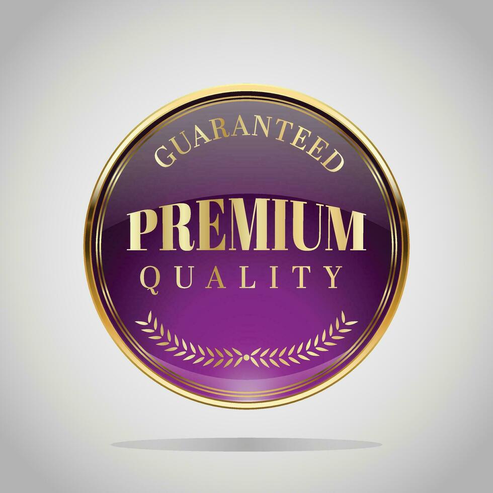 luxe d'or violet badges et Étiquettes. rétro ancien cercle badge conception vecteur