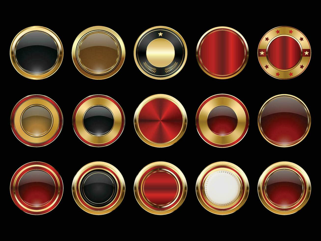 luxe d'or badges et Étiquettes. rétro ancien cercle badge conception vecteur