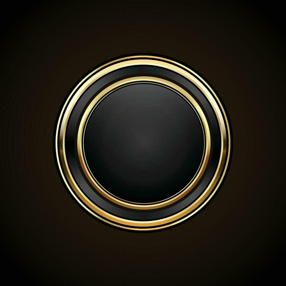 luxe d'or noir badges et Étiquettes. rétro ancien cercle badge conception vecteur