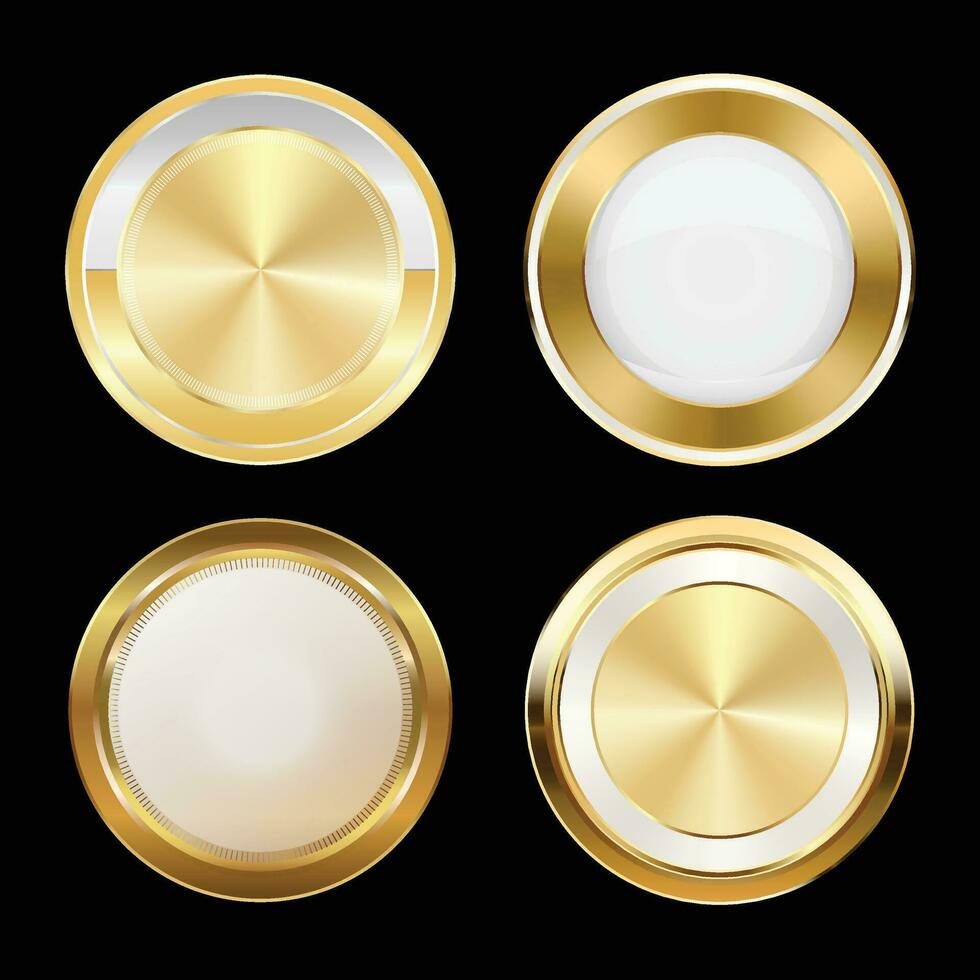 luxe d'or badges et Étiquettes. rétro ancien cercle badge conception vecteur