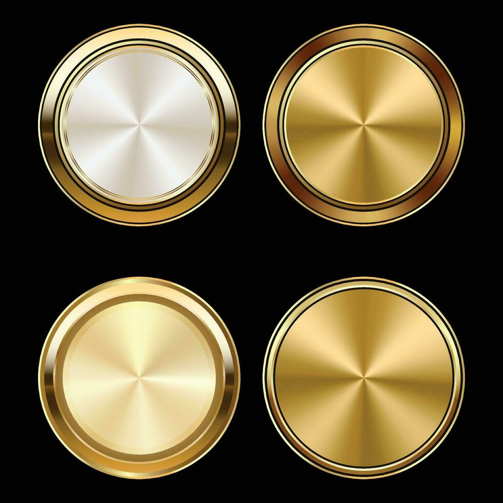 luxe d'or badges et Étiquettes. rétro ancien cercle badge conception vecteur