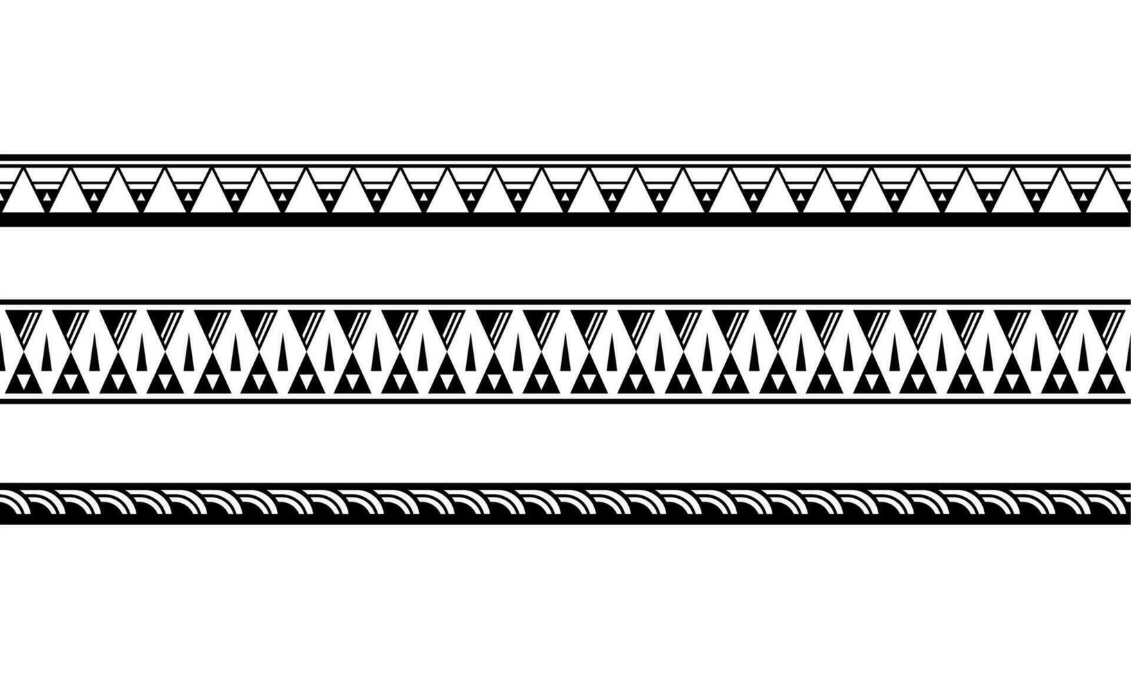 ensemble de bordure de bracelets de tatouage polynésiens maoris. vecteur de modèle sans couture de manche tribal.