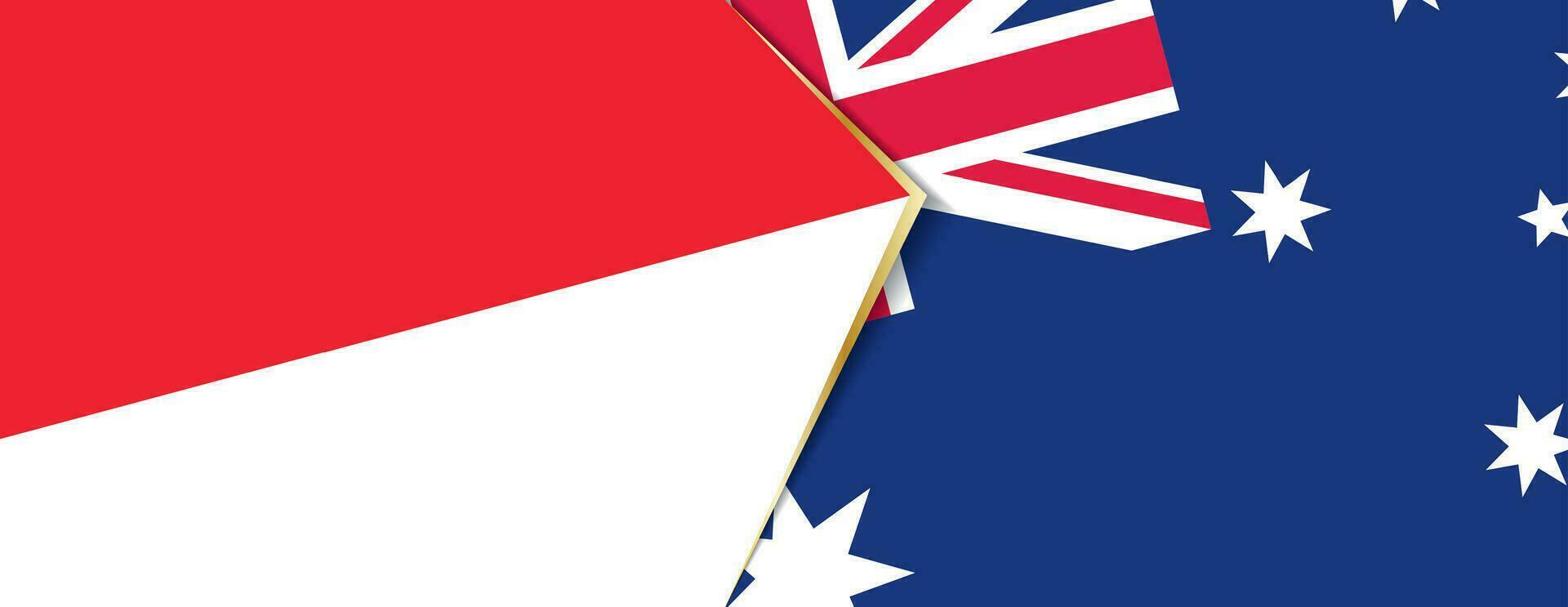Indonésie et Australie drapeaux, deux vecteur drapeaux.