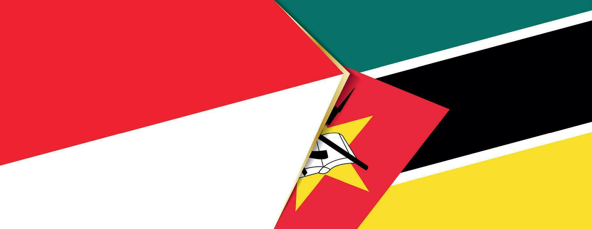 Indonésie et mozambique drapeaux, deux vecteur drapeaux.