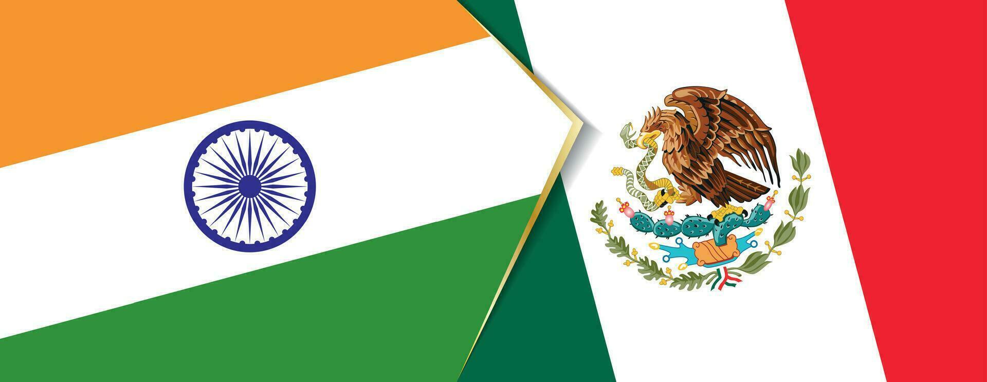 Inde et Mexique drapeaux, deux vecteur drapeaux.