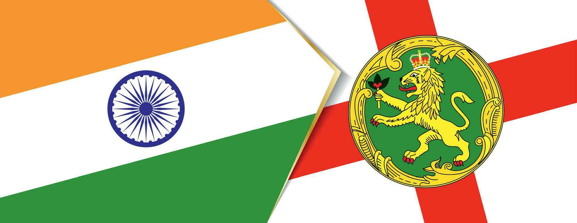 Inde et Aurigny drapeaux, deux vecteur drapeaux.