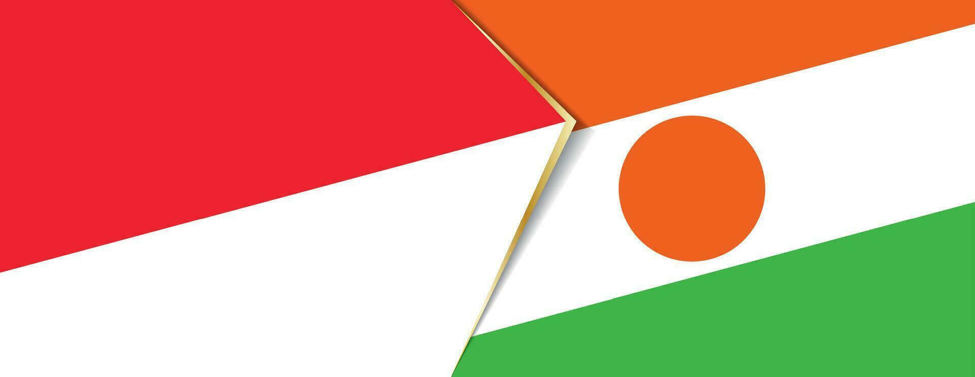 Indonésie et Niger drapeaux, deux vecteur drapeaux.