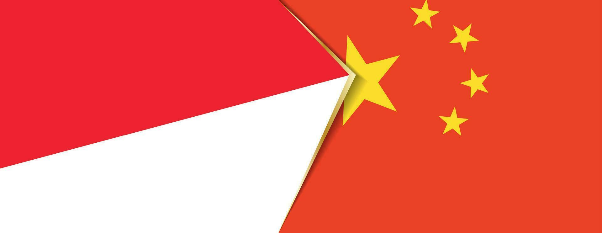 Indonésie et Chine drapeaux, deux vecteur drapeaux.