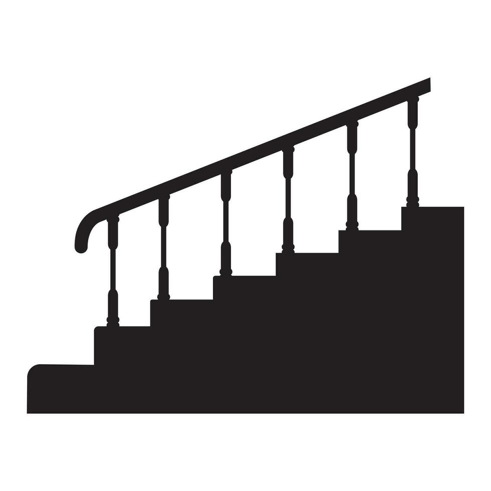 escalier pour le maison à l'intérieur à le seconde sol, vecteur illustration, isolé noir silhouette