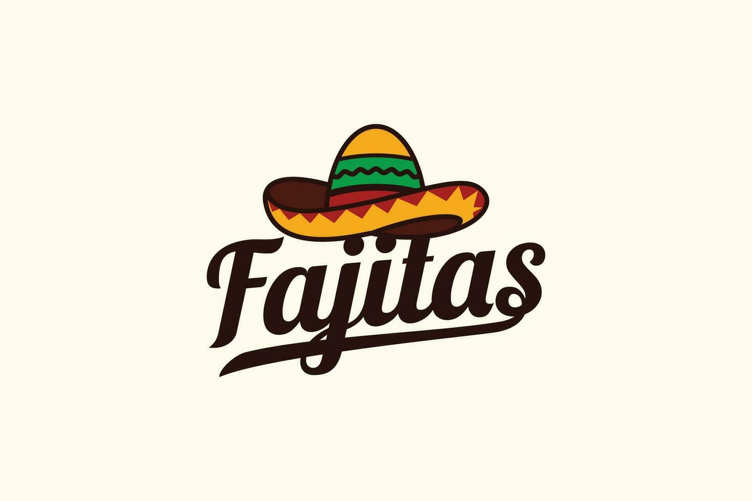 fajitas logo avec une combinaison de une sombrero ou mexicain chapeau et magnifique caractères pour mexicain Restaurants, les cafés, nourriture camions, etc. vecteur