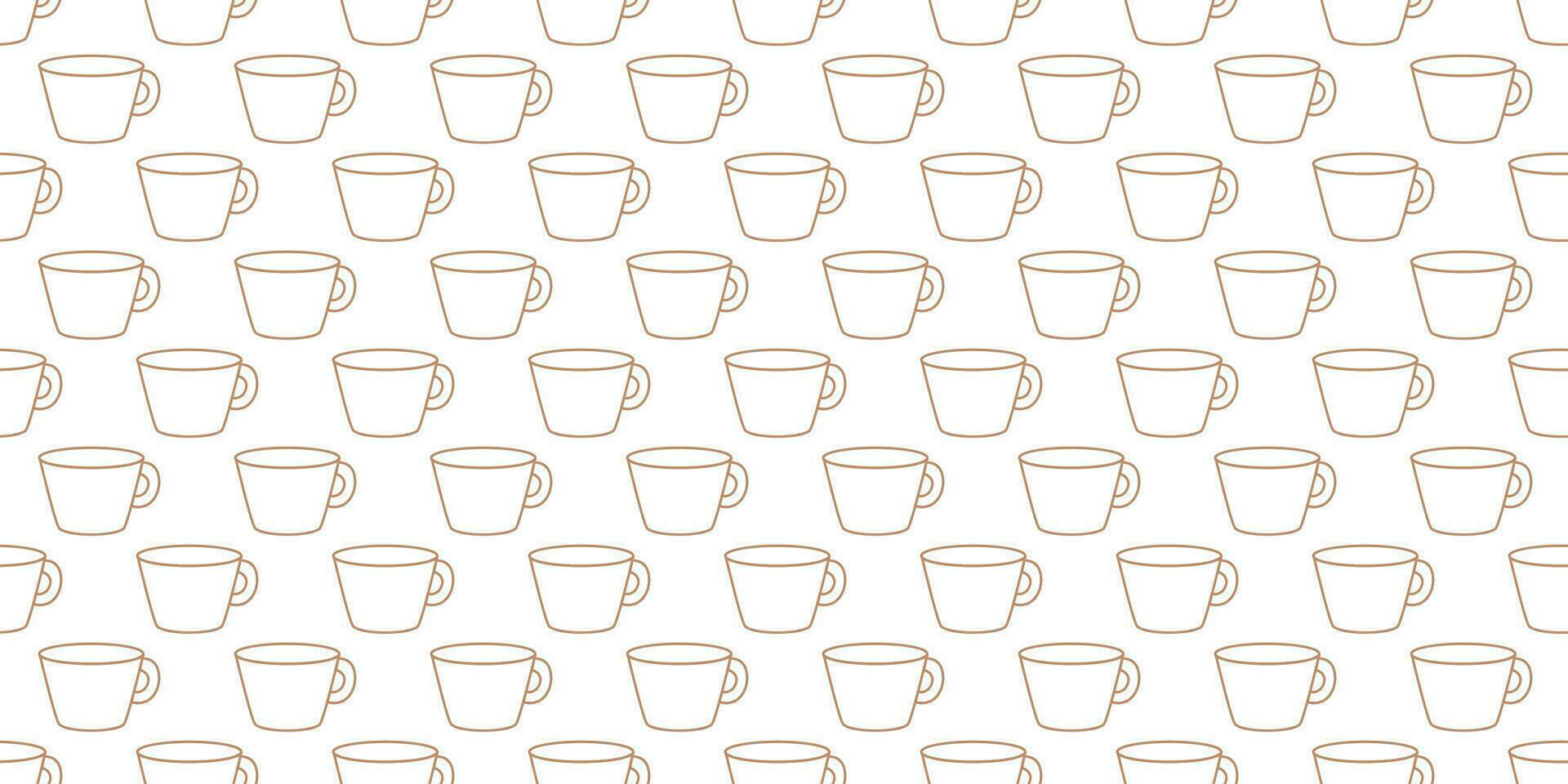 linéaire café tasses sans couture modèle. ligne art tasses. griffonnage dessins. café maison. arrière-plan, numérique papier, emballage papier, bannière. vecteur