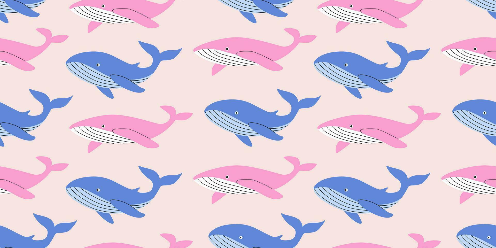 bleu et rose baleines sans couture modèle. mer animal. sous-marin vie. monde baleine journée. bébé garderie. arrière-plan, bannière, numérique papier, fond d'écran. vecteur