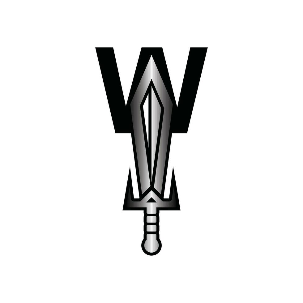 lettre w épée arme logo vecteur illustration, abstrait vecteur illustration, poignards et couteaux, logotype élément pour modèle.